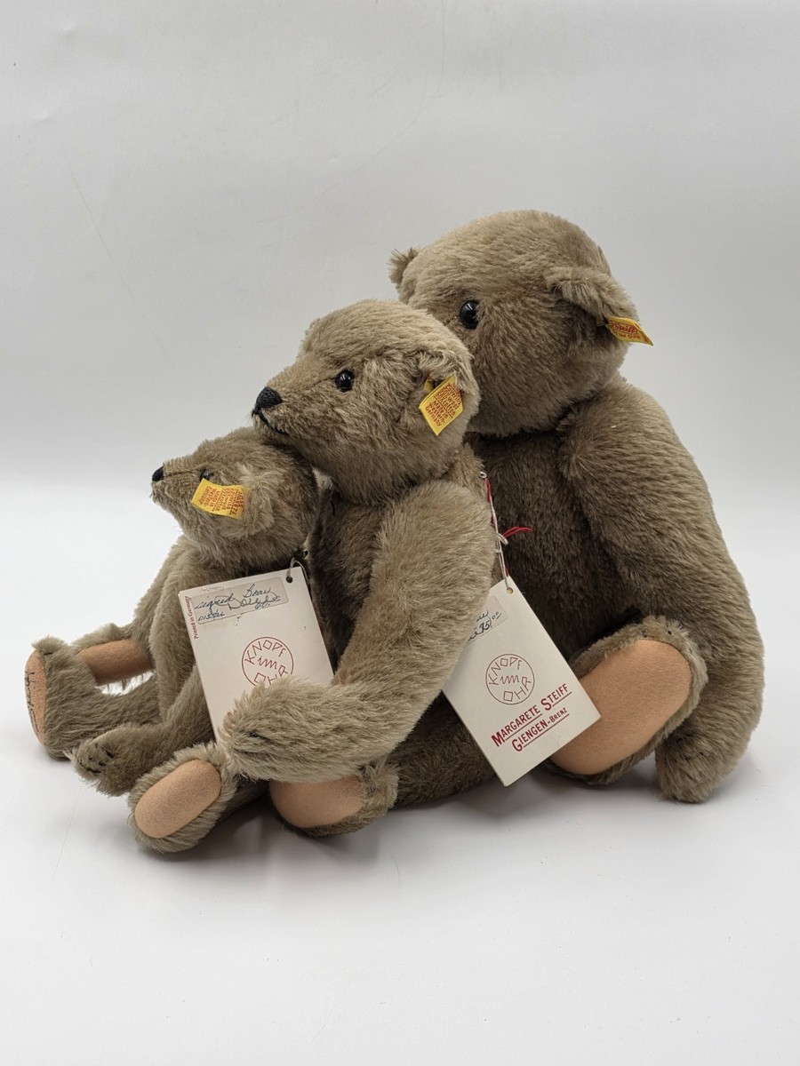 Rare Set Of 3 1982 Steiff Museum Teddy Bear Hand Signed Mohair