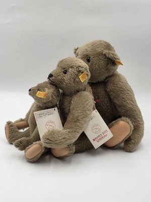 Rare Set Of 3 1982 Steiff Museum Teddy Bear Hand Signed Mohair