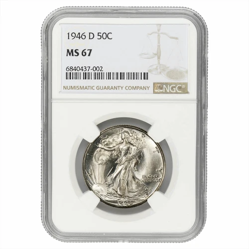 1946D Walking Liberty Half Dollar 50C NGC MS 67