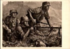 WW2 WWII German Military Heer Wehrmacht Artwork Postcard Soldiers in Action