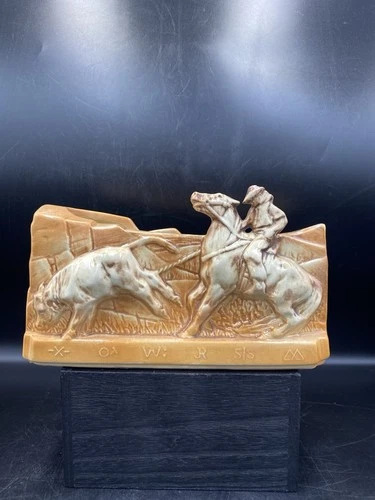 Vintage 1950s McCoy USA Pottery Wild West Cowboy Rodeo Calf Roping Planter