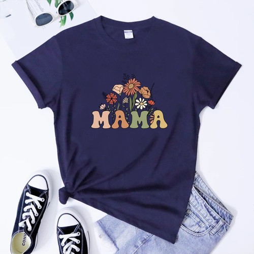 Retro Floral Mama T-Shirt Cute Mother's Day Gift, Color Options - 第 108/122 張圖片