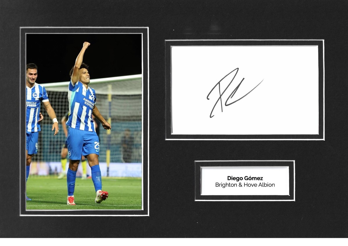 Diego Gomez Signed 12x8 Photo Display Brighton & Hove Albion