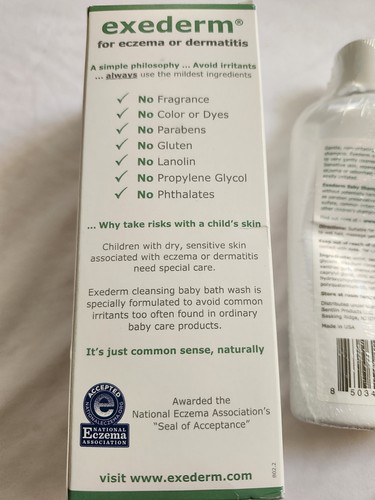 2 BOTTLES EXEDERM BABY ECZEMA DERMATITIS HYPOALLERGENIC SHAMPOO & BODY WASH SET - Picture 2 of 3