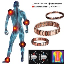 Men's Bracelet Magnetic Therapy Arthritis Pain Relief Pure Solid Copper Bangle