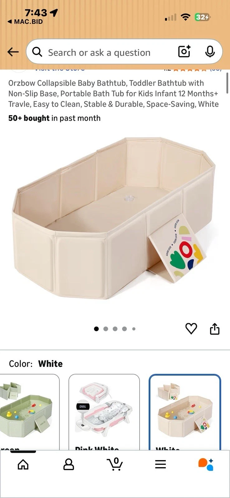 collapsable baby bath - beige