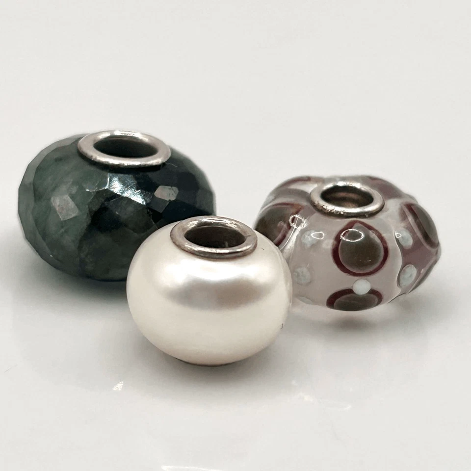 TROLLBEADS Rojo y Blanco Navidad Único LAA 925S con Perla Auténtica, Jaspe Verde Foto 3 de 4