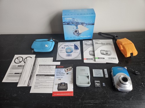 Canon Powershot D10 Underwater Waterproof Digital Camera Battery Charger In Box