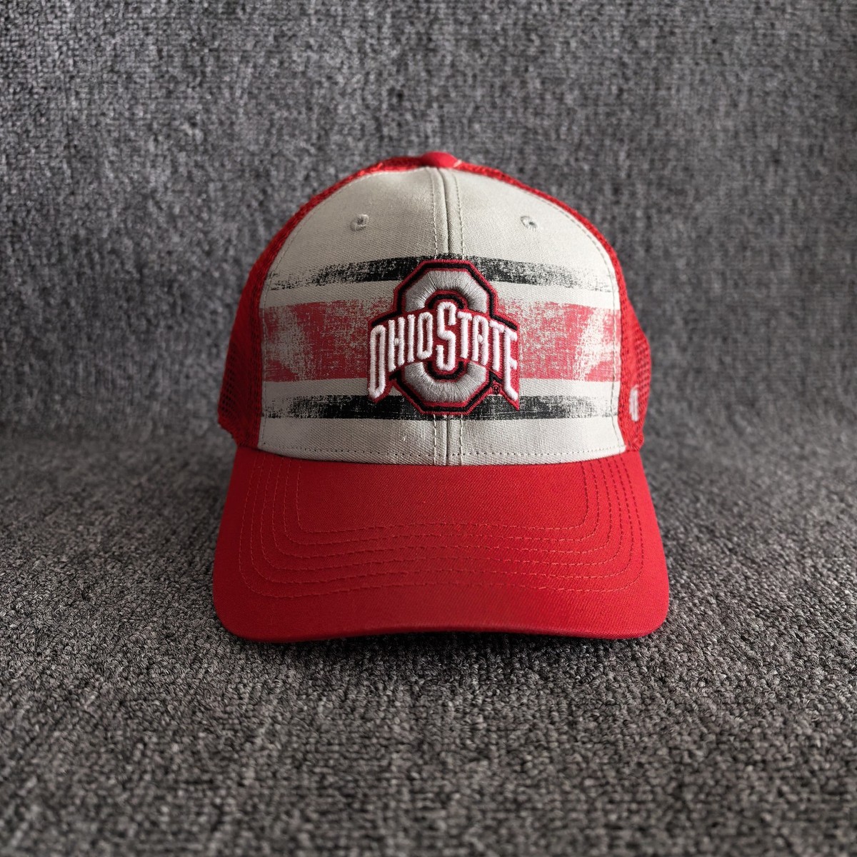 '47 Brand Ohio State Buckeyes Distressed Trucker Snapback Hat Red/White