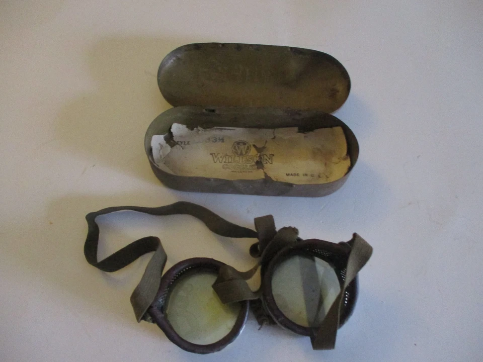 Gafas de Servicio Wilson Antiguas con Estuche Original Primera Guerra Mundial Era con Inserto de Papel Foto 3 de 4