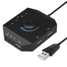 USB Hub with Audio Adapter, External Sound Card with 3.5mm Headphone Micropho...
