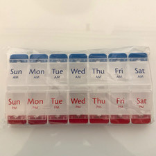 7 Day Weekly AM/PM Push Button Pill Case Planner Organizer Arthritis Friendly