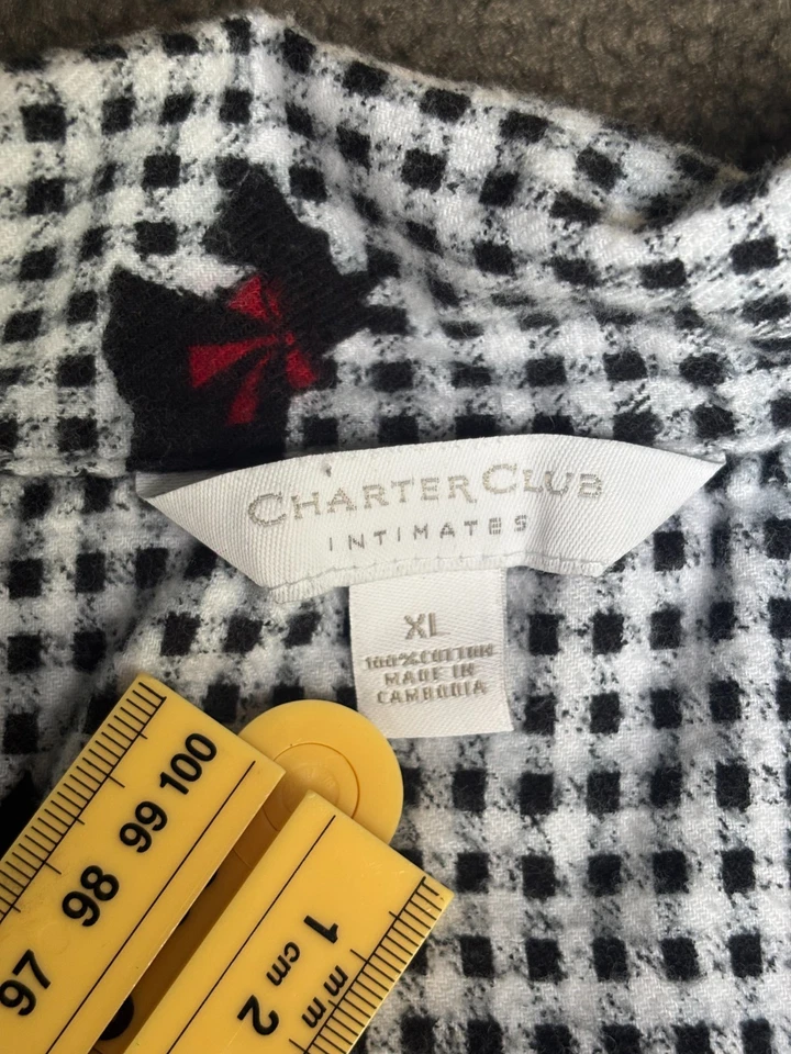 Conjunto de pijama Charter Club para mujer XL negro blanco Scottie perro con botones cintura elástica Foto 4 de 4