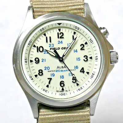 SEIKO ALBA FIELD GEAR Military Watch V671 1994 White Backlight