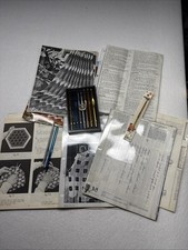 Boye Vintage Crochet Hook Lot Steel Lace Hooks Patterns Instructions Mixed Sizes