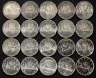 20 Coin Lot 1963 $1 Canada 80% Silver 1 Dollar PL Proof Like Elizabeth II Coins