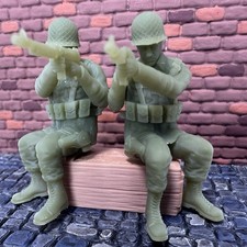 World War 2 American Soldiers Sitting Shooting 3D Toy Resin 1/32 Scale Figures