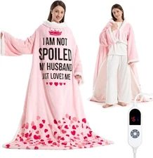 Wearable Heated Blanket with Sleeves Foot Pocket Electric Throw for Women Gift