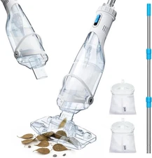 Cordless Pool Vacuum Cleaner with Extendable Pole Ideal for Leaves & Debris