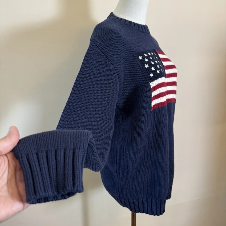 Suéter John Galt Brandy Melville Azul Marino Algodón Bandera Americana EE. UU. Talla Única Foto 3 de 4