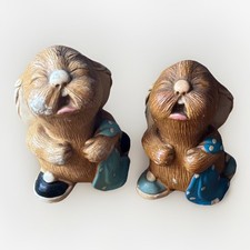 Pendelfin “Barney” Rabbits x2 – Vintage Hand Painted Stonecraft Made In England 