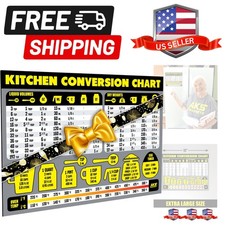 Kitchen Measurement Conversion Chart Magnet - Extra Large Easy to Read Magnet...