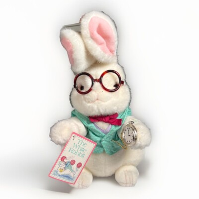 Vintage 1991 THE WHITE RABBIT Alice In Wonderland New Old Stock Plush 16'' w Tags