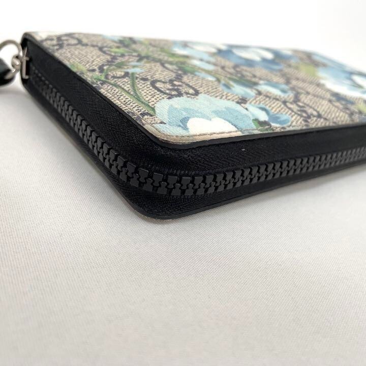 GUCCI GG Blooms Zip Around Wallet 408665 GG Supreme Flower Beige