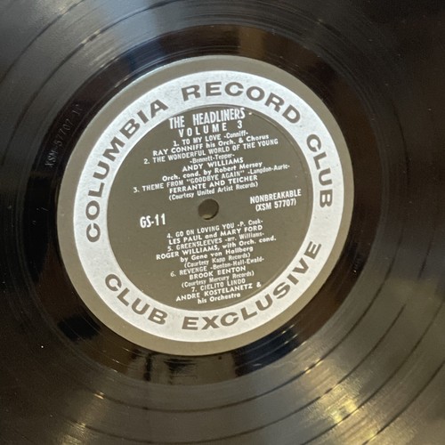 The Headliners, Volume 3 (Vinyl, 1962) Columbia Record Club GS-11 VG+ LP Record - Picture 9 of 9