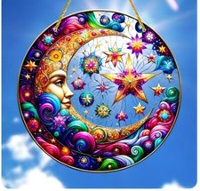 Moon God Acrylic Sun Catcher Window Ornament Stained Panel 8x8 Inch