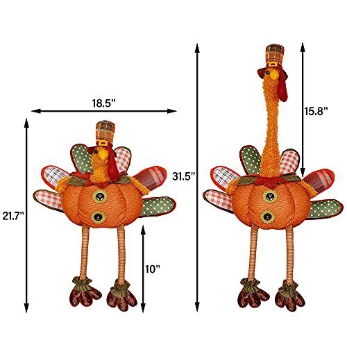 Thanksgiving Decoration 31.5" x 18.5" Plush Turkey with Stretchable Head, - Picture 4 of 7