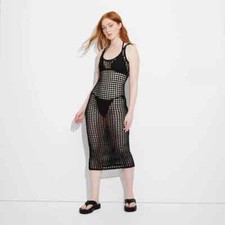 Women's Open Knit Maxi Sweater Dress - Wild Fable Black Small