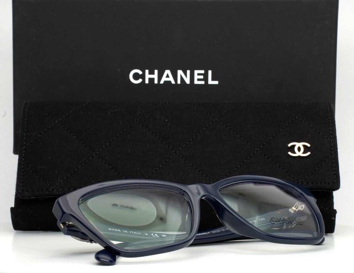 CHANEL 3420-Q-A 1643 Navy Womens Semi Cat Eye Full Rim Eyeglasses