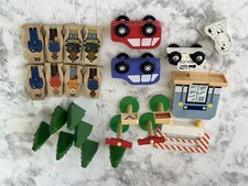 Wooden Train Set Accessories Cars Playsets 25 Piece