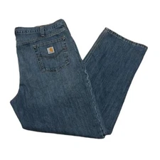 Carhartt Men's Relaxed Fit Straight Jeans Blue Cotton Blend 42x32