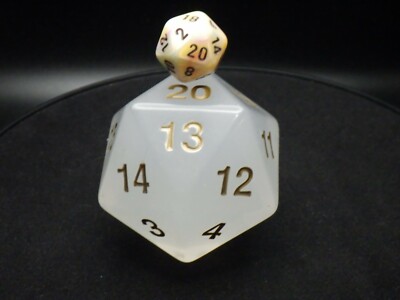 Transparent White Huge 55mm D20 Countdown Die Extra Large Giant Twenty Sided