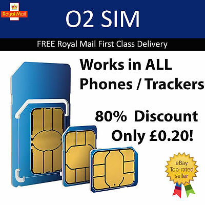 O2 tarjeta Sim PAYG sólo 20p Clásico O2 pago según el uso 02 2G/3G/4G todos los tamaños 
