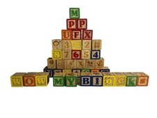 Playskool Wooden Blocks Alphabet Numbers Words Set Of 90 - 1.5  GS-Donguan