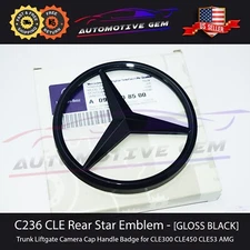 C236 CLE300 Mercedes GLOSS BLACK Star Emblem Trunk Lid Logo Badge CLE AMG CLE450