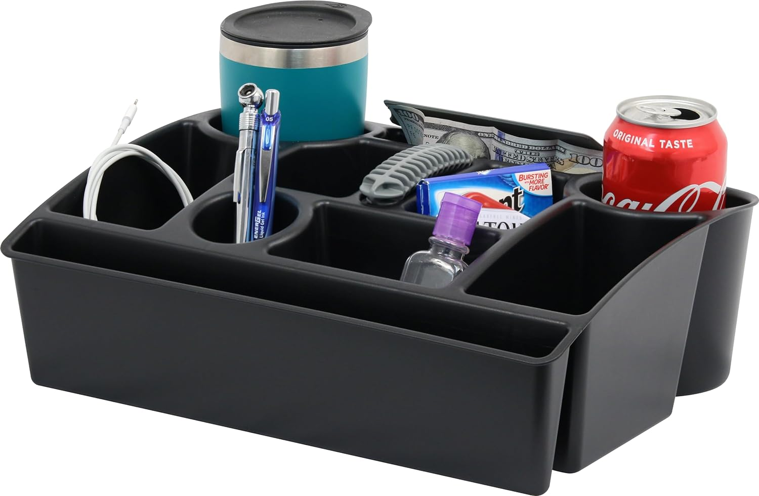 Car Seat Organizer with Handle and 2 Large Cup Holders for Storage