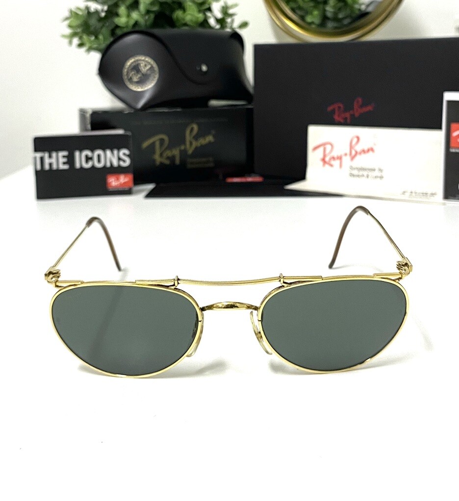 Oval 50s Ray Bans Vintage Ray-Ban Bausch Lomb W1759 Oval Gold Wire