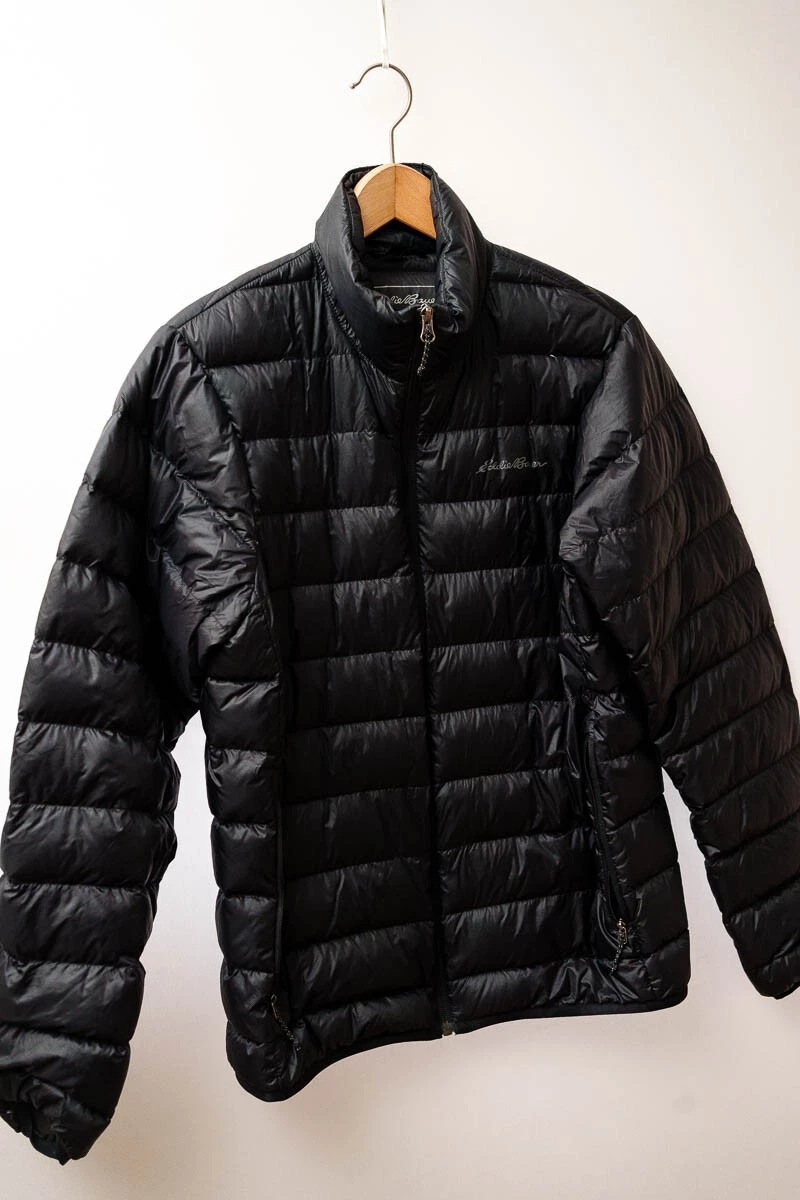 Eddie Bauer Mens S black puffer jacket coat down blend gorp