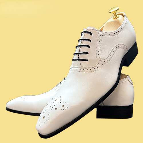 SAOLA Scarpe Oxford Uomo Bianco Nero Brock Lusso Abito Ufficio Business Matrimonio Scarpe