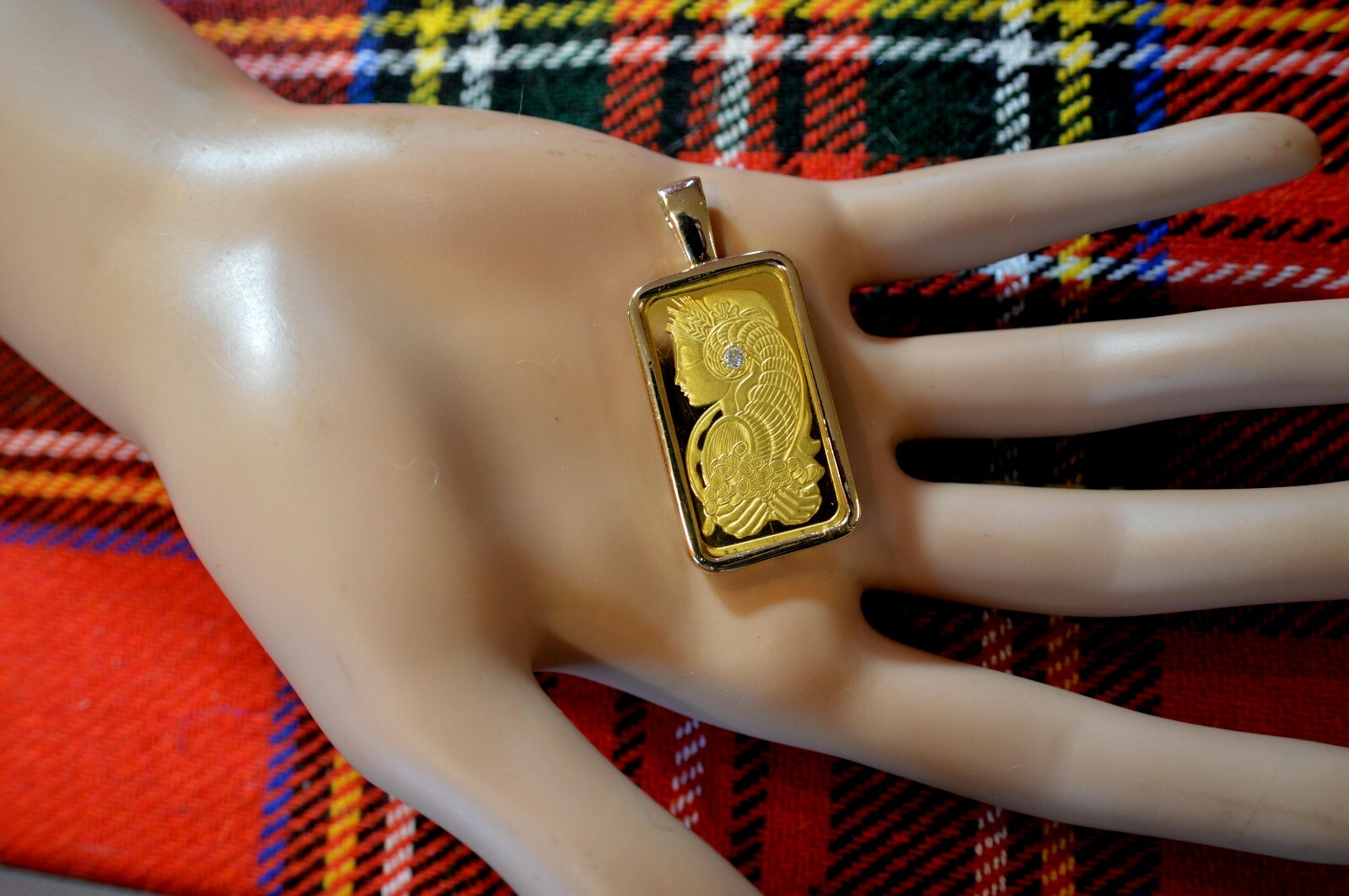 9ct gold New bullion diamond bar pendant with 20g fine gold ingot eBay