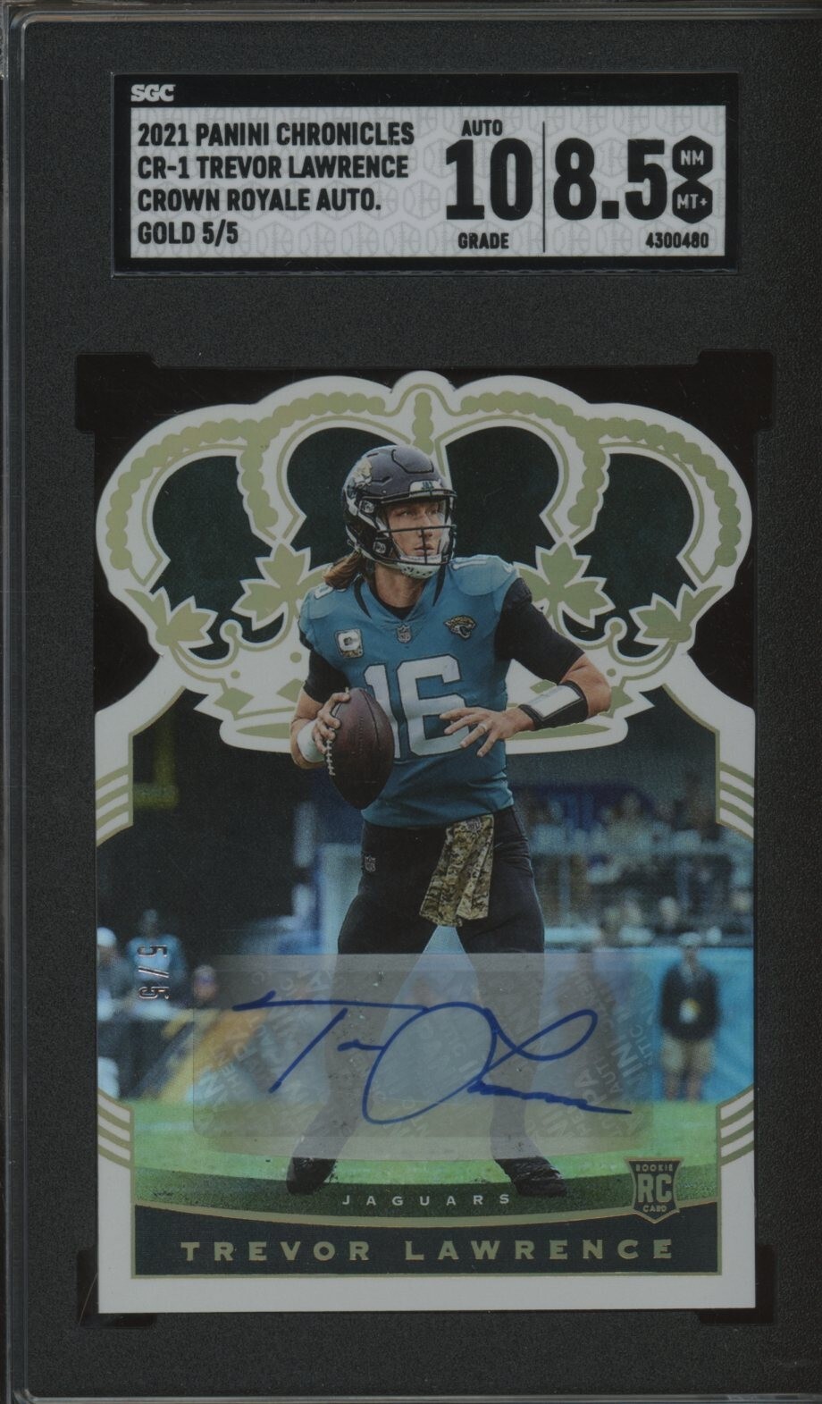 Trevor Lawrence Panini Chronicles Crown Royale #CR1 Autograph-Gold
