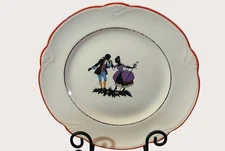 Vtg Homer Laughlin Marigold Shape Minuet Pattern 10" Plate w Red Trim Silhouette