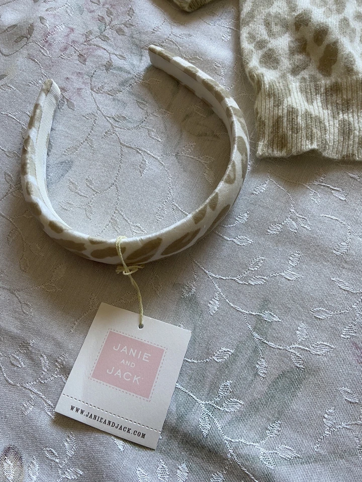 Nuevo con etiquetas Janie And Jack Mezcla de Lana Leopardo Cárdigan y Terciopelo Pantalones Cortos Diadema 3 4 Foto 3 de 4