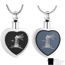 Lighthouse Memorial Urn Cremation Jewelry Collection Heart Ashes Urn Necklaces