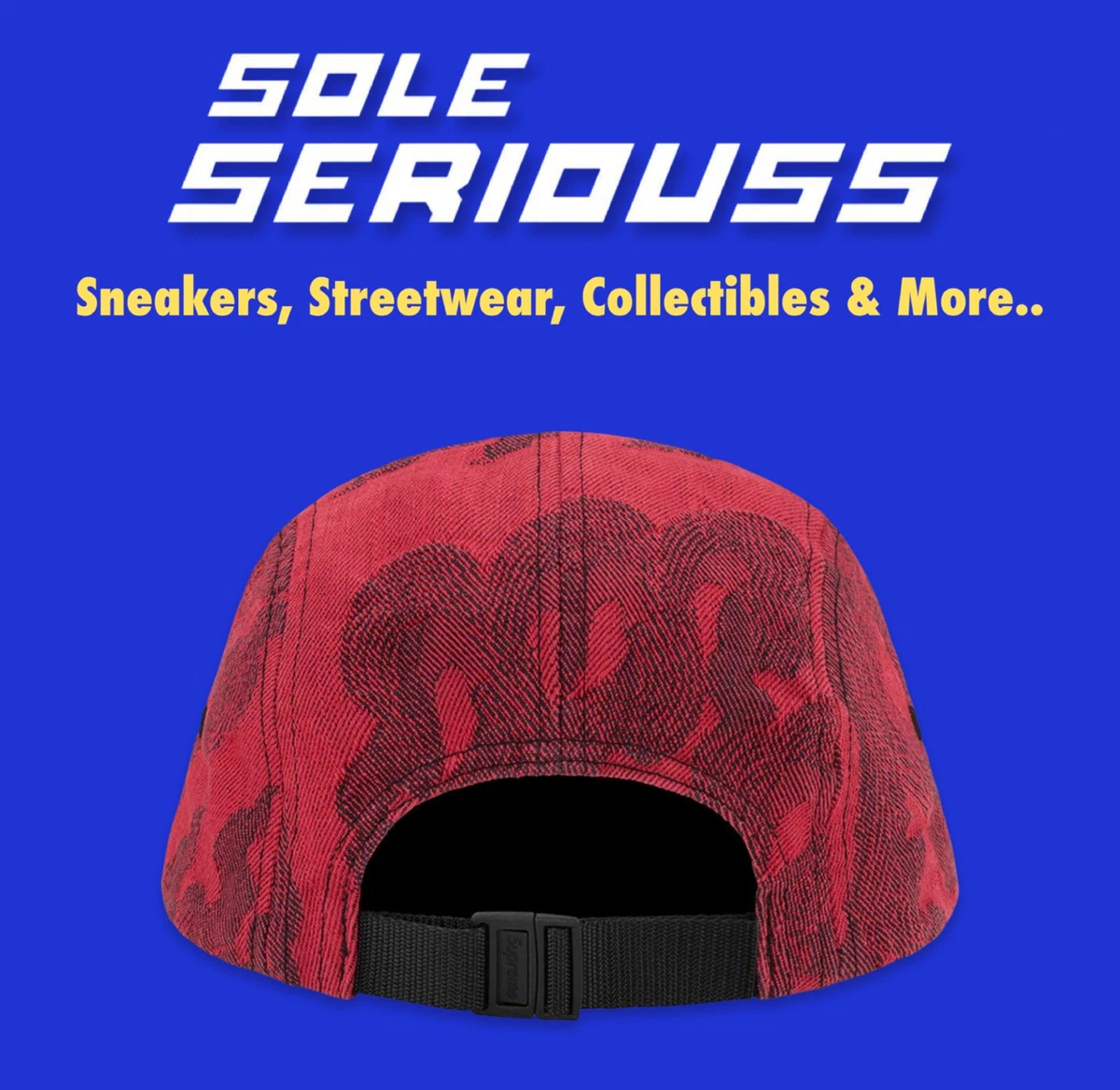 Supreme Denim Camp Cap 'Flames Jacquard' Washed Red SS23