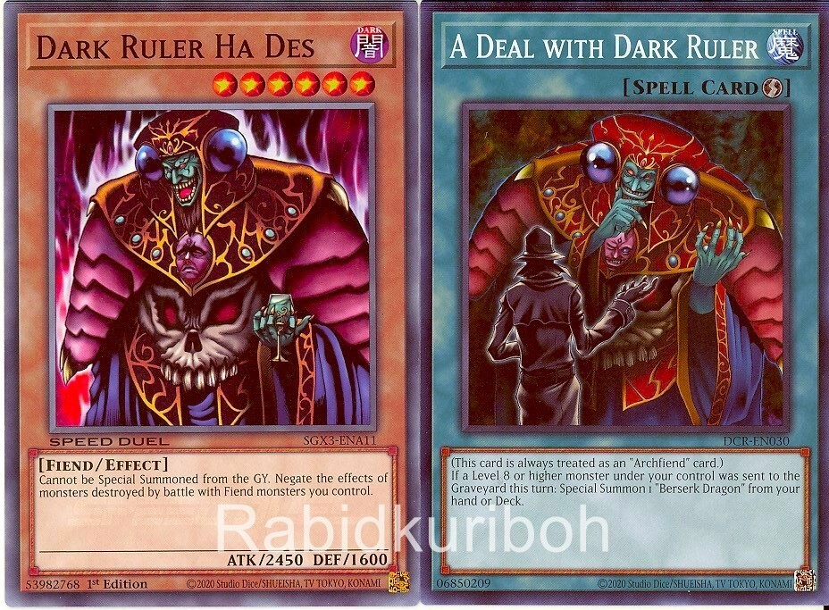 Yugioh Dark Ruler Ha Des + A Deal with Dark Ruler Set Yugioh Dark Ruler Ha Des + A Deal with Dark Ruler Set